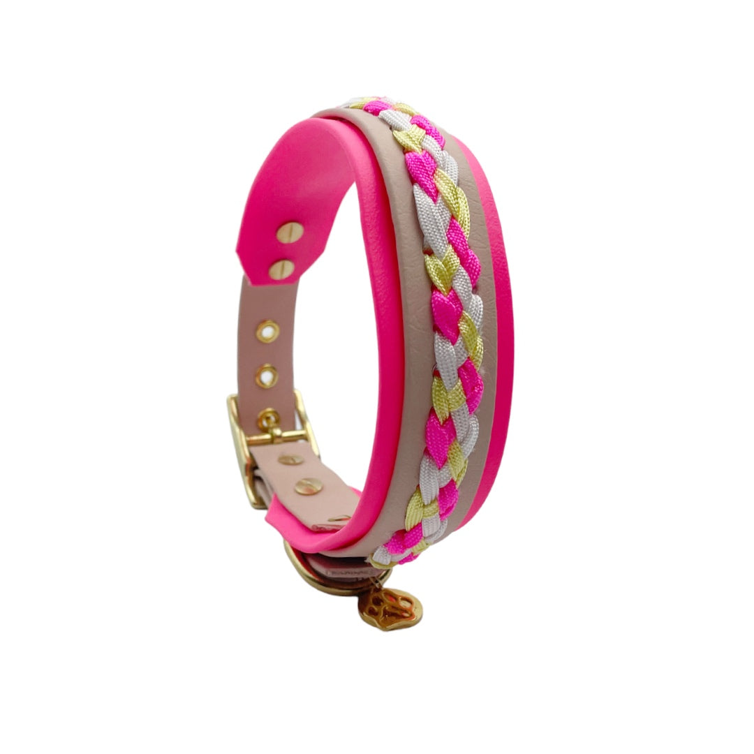 Biothane Halsband "Woven Edge" – zweifarbig mit Paracord-Flechtung