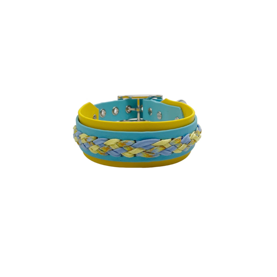 Biothane Halsband "Woven Edge" – zweifarbig mit Paracord-Flechtung