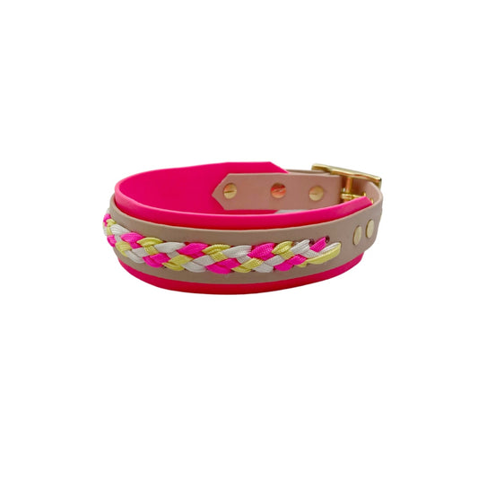 Biothane Halsband "Woven Edge" – zweifarbig mit Paracord-Flechtung