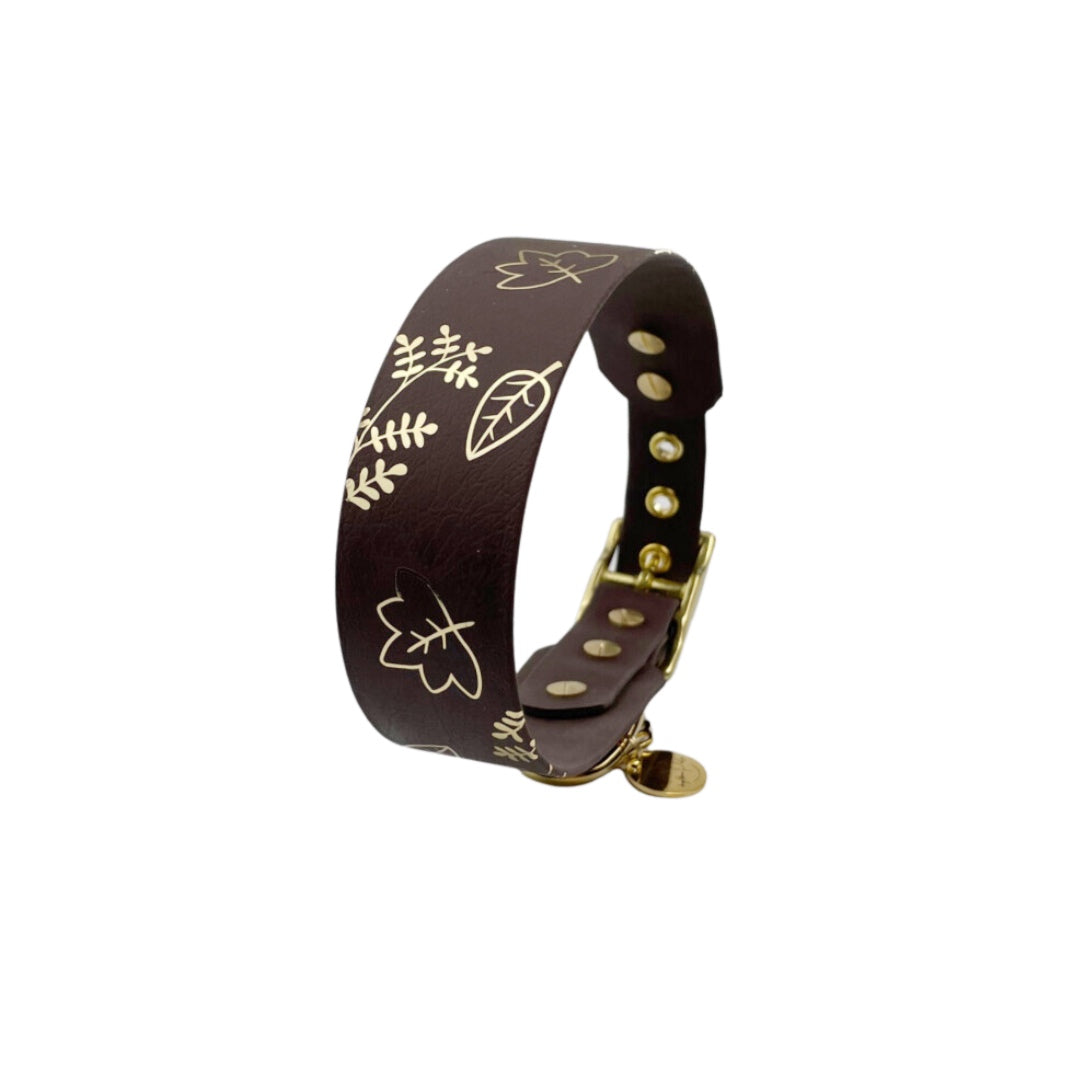 Biothane-Halsband "Autumn Leaf" – mit filigranem Blätterprint
