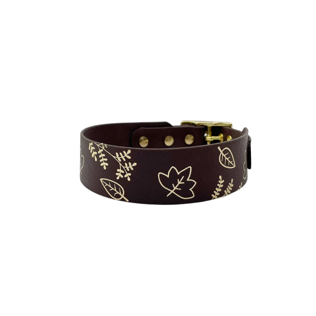 Biothane-Halsband "Autumn Leaf" – mit filigranem Blätterprint