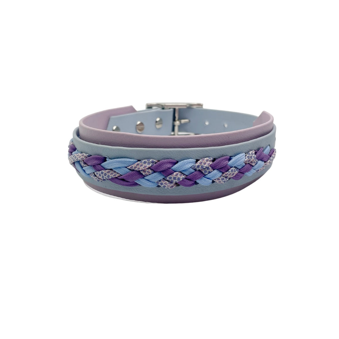 Biothane Halsband "Woven Edge" – zweifarbig mit Paracord-Flechtung