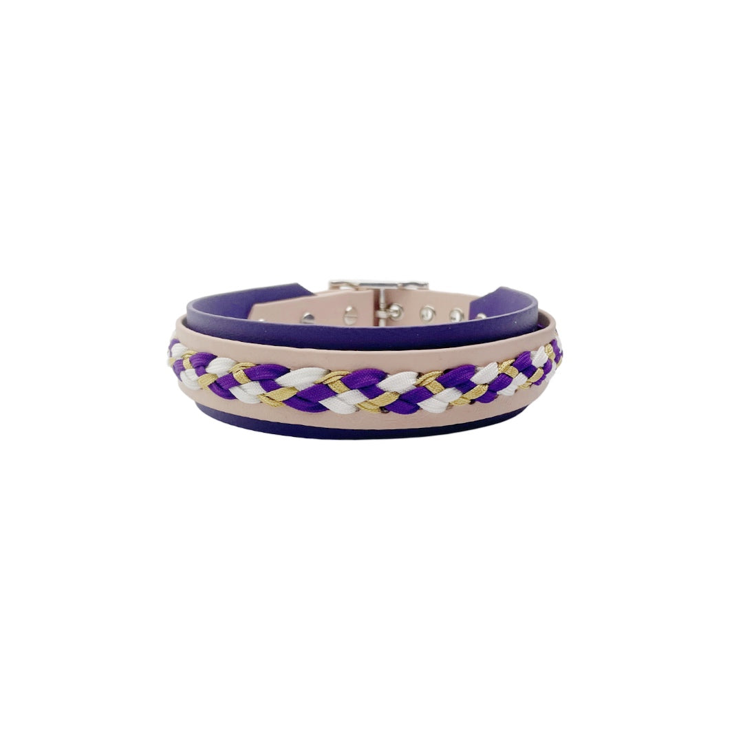 Biothane Halsband "Woven Edge" – zweifarbig mit Paracord-Flechtung