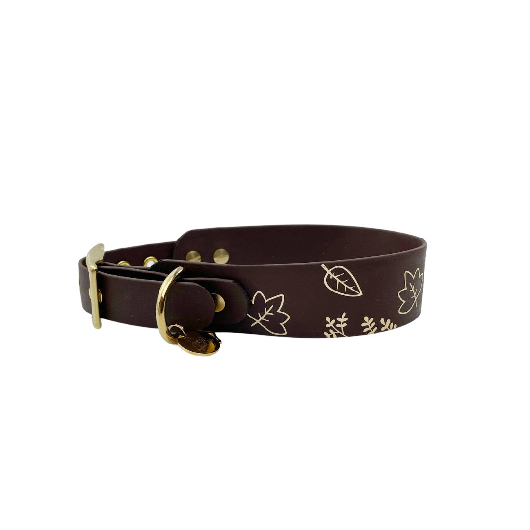 Biothane-Halsband "Autumn Leaf" – mit filigranem Blätterprint