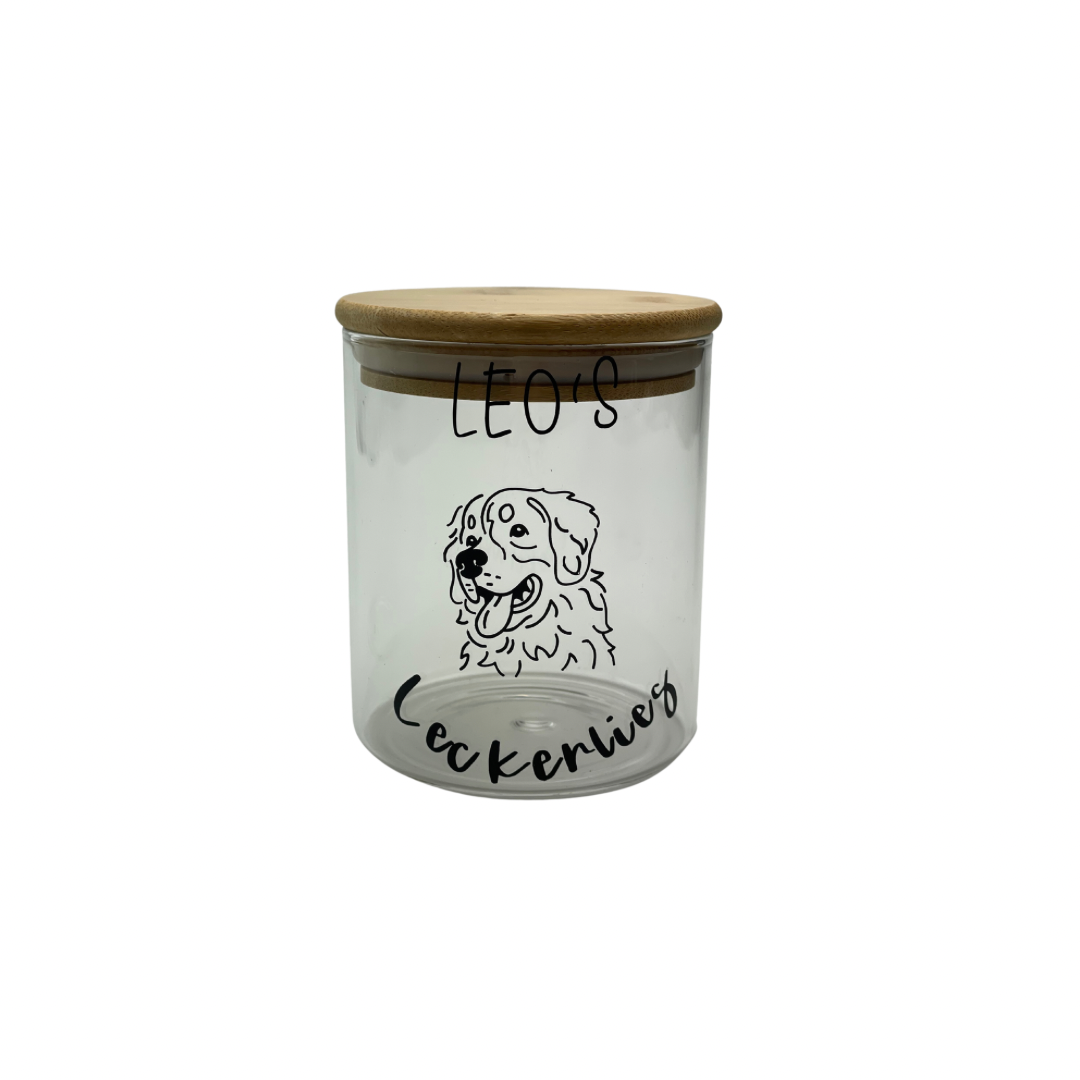 Leckerlieglas mit Golden Retriever Desing - Personalisierbar