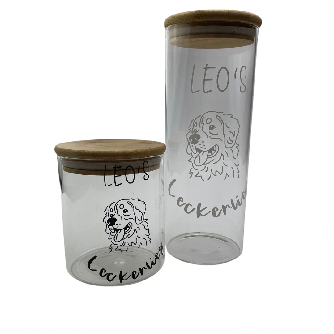 Leckerlieglas mit Golden Retriever Desing - Personalisierbar