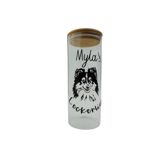 Leckerliglas mit Sheltie Design - Personalisierbar