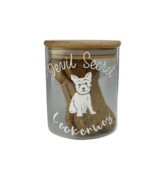 Leckerliglas mit Westie Design - Personalisierbar