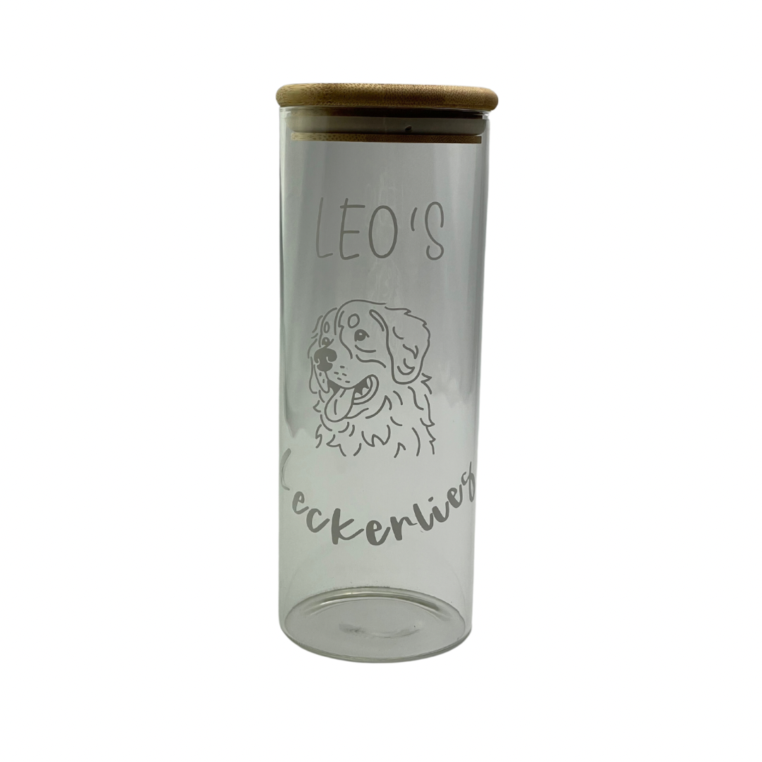 Leckerlieglas mit Golden Retriever Desing - Personalisierbar