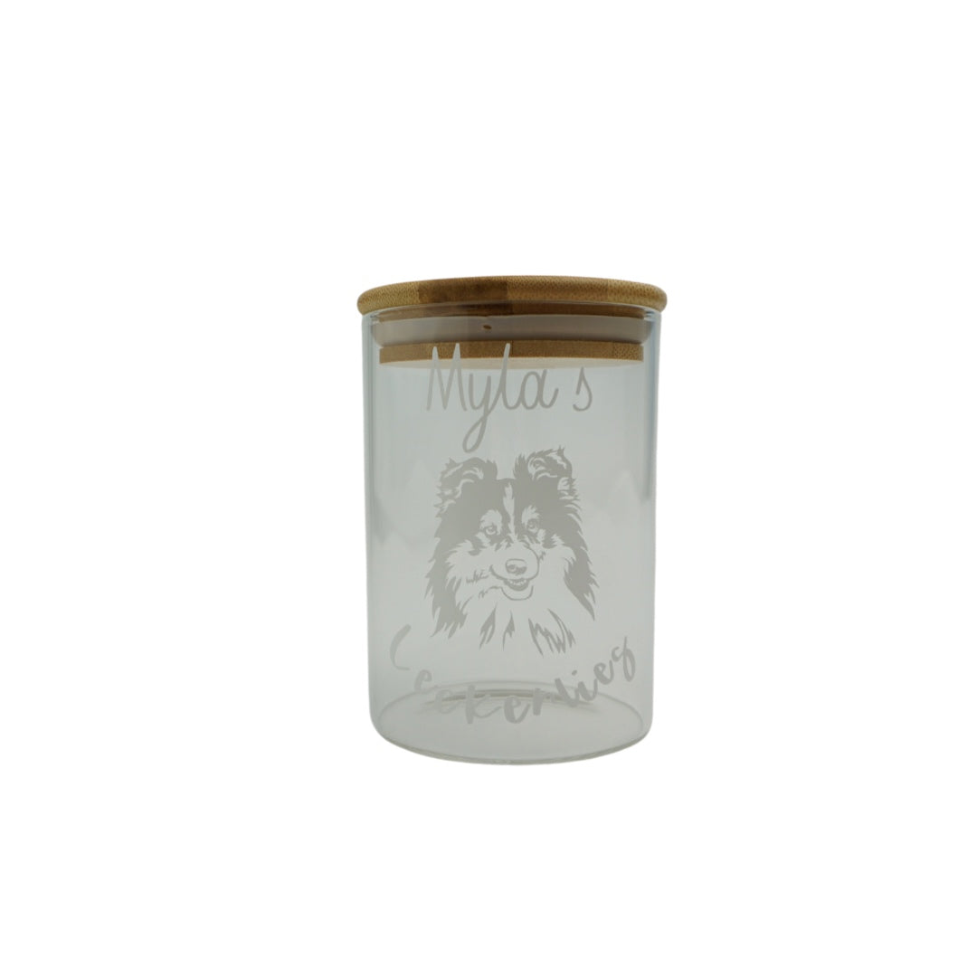 Leckerliglas mit Sheltie Design - Personalisierbar