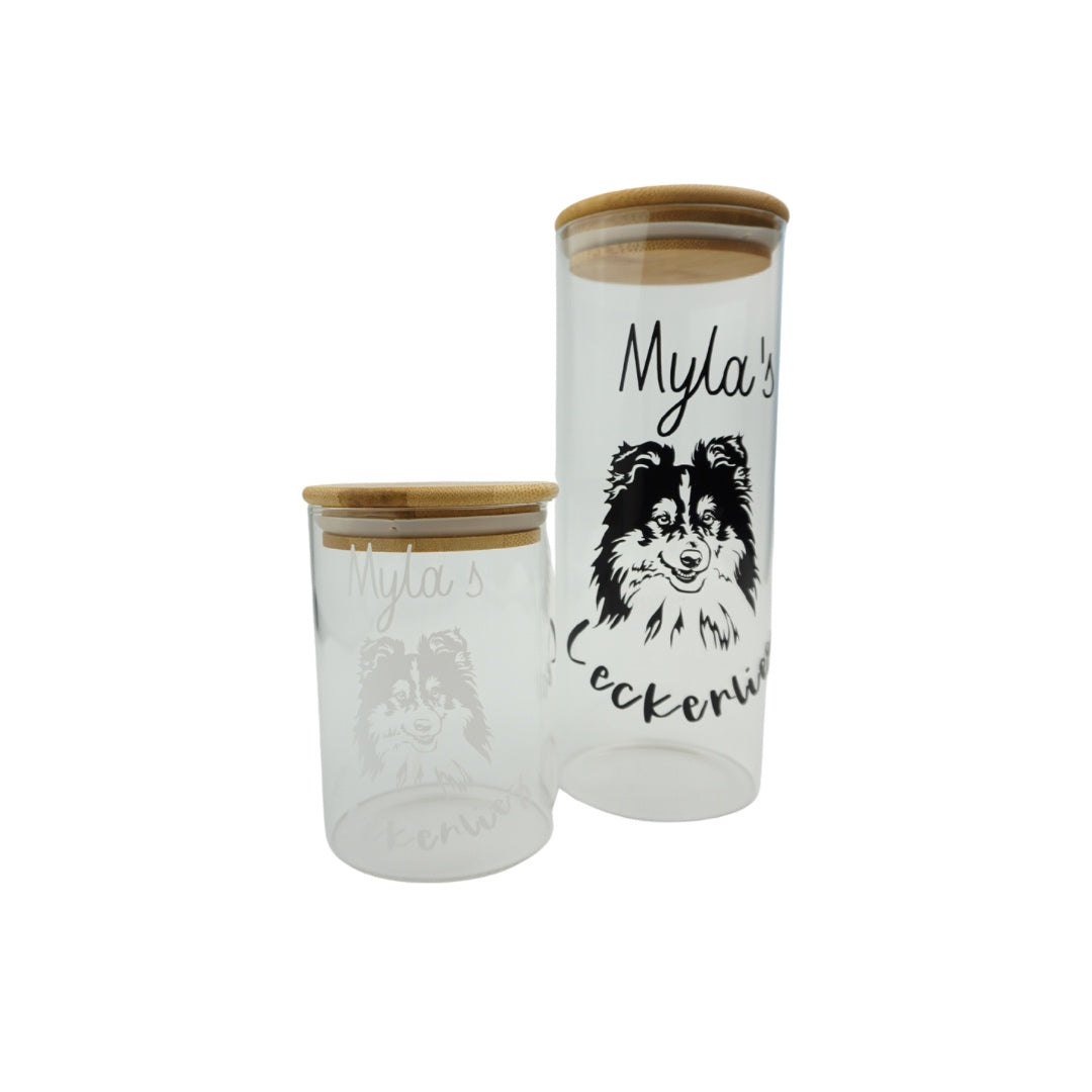 Leckerliglas mit Sheltie Design - Personalisierbar