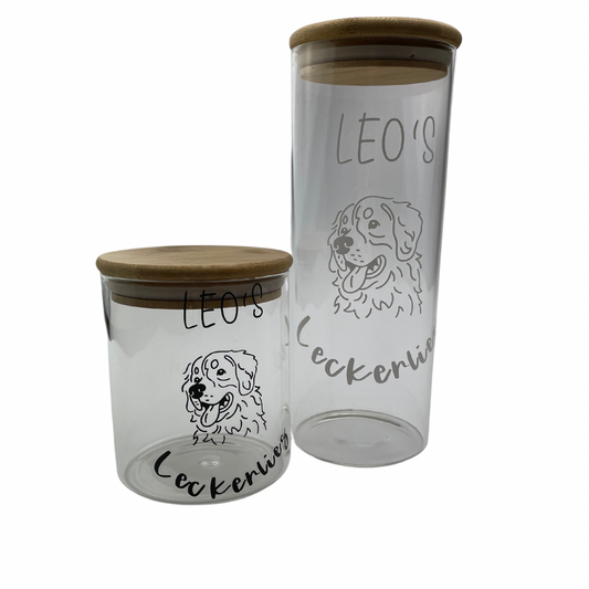 Leckerlieglas mit Golden Retriever Desing - Personalisierbar