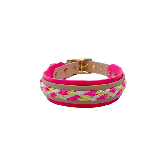 Biothane Halsband "Woven Edge" – zweifarbig mit Paracord-Flechtung